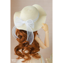 Load image into Gallery viewer, White Straw Hat (Wave Brim / White Ribbon)