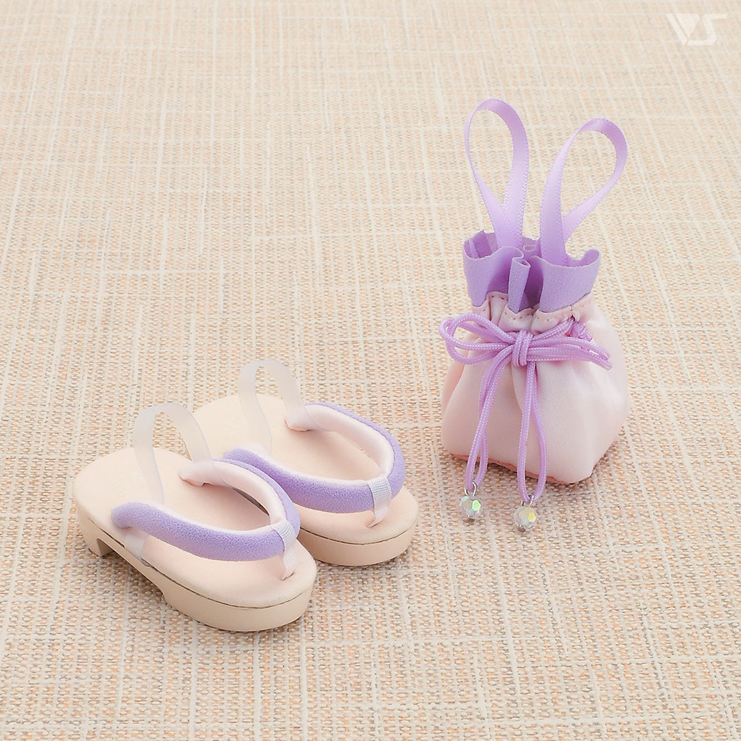 Modern Drawstring Bag & Geta Sandals Set (Light Pink) / Mini