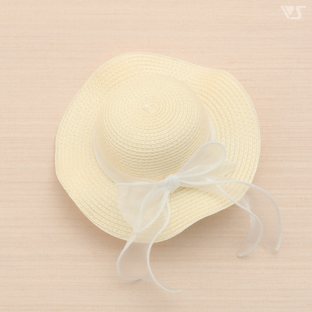 White Straw Hat (Wave Brim / White Ribbon)