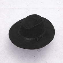 Load image into Gallery viewer, Wide-brimmed hat (black suede)[PreOrder]
