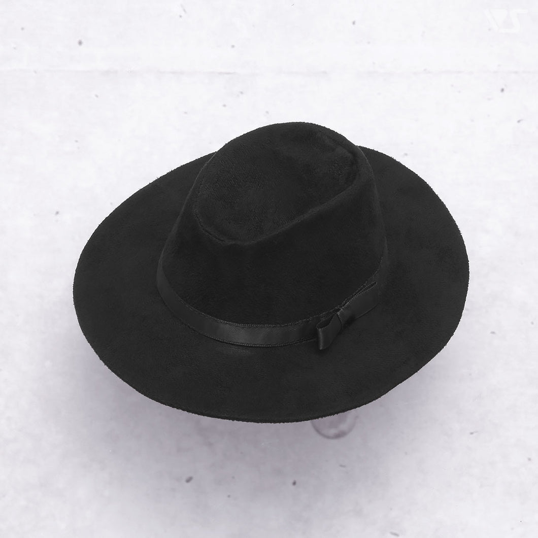 Wide-brimmed hat (black suede)[PreOrder]