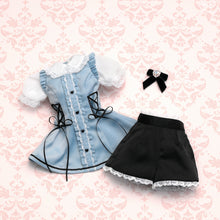 Load image into Gallery viewer, Dolly Parfait Pants Outfit (White x Light Blue) - Chibi/Mini [PreOrder]

