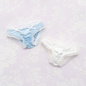 Elegant Satin Panties Set (White & Blue)