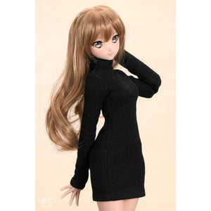 Ribbed High Neck Knit Dress (Black)[PreOrder]