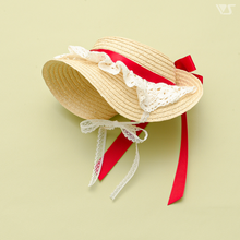 Load image into Gallery viewer, Bergere hat (beige with red ribbon)[PreOrder]
