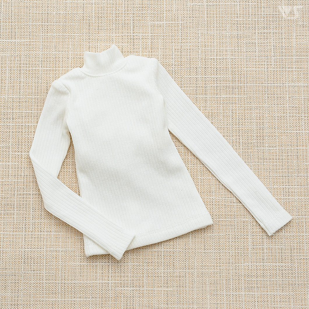 Ribbed High Neck Knit (White)[PreOrder]