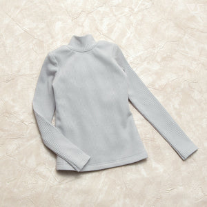 Ribbed High Neck Knit (Gray)[PreOrder]