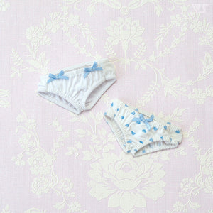 Soft cotton shorts set (white & blue heart pattern) - Mini