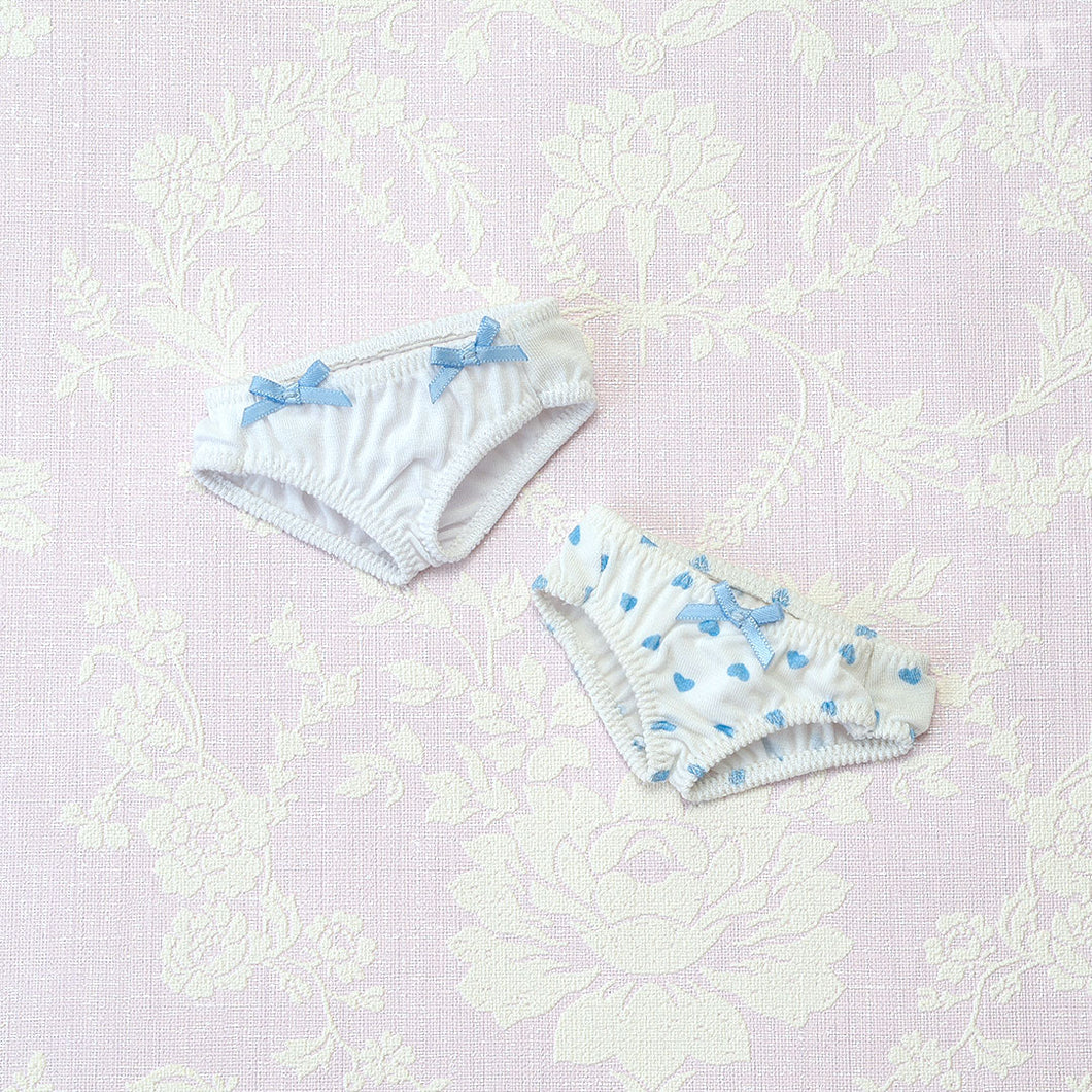 Soft cotton shorts set (white & blue heart pattern) - Mini