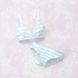 SS~M Bust Bra & Panties Set (Blue Border)[PreOrder]