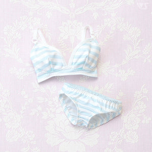 L Bust / DDdy Bra & Panties Set (Blue Border)[PreOrder]