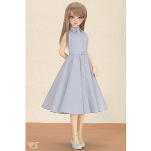 Long Shirt Dress Set (Stripe / Ice Blue)[PreOrder]