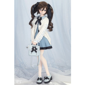 Lace-up Knit Cardigan (White)[PreOrder]