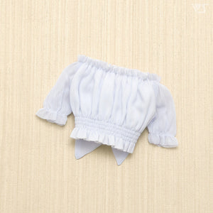Short Sleeve Cropped Blouse (Pale Blue)