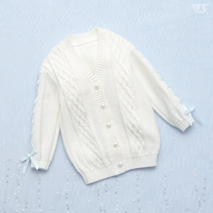 Lace-up Knit Cardigan (White)[PreOrder]