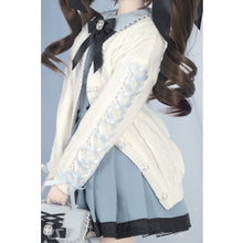 Load image into Gallery viewer, Lace-up Knit Cardigan (White)[PreOrder]
