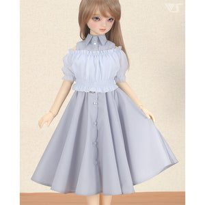 Long Shirt Dress Set (Stripe / Ice Blue)[PreOrder]