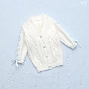 Lace-up Knit Cardigan / Mini (White)[PreOrder]