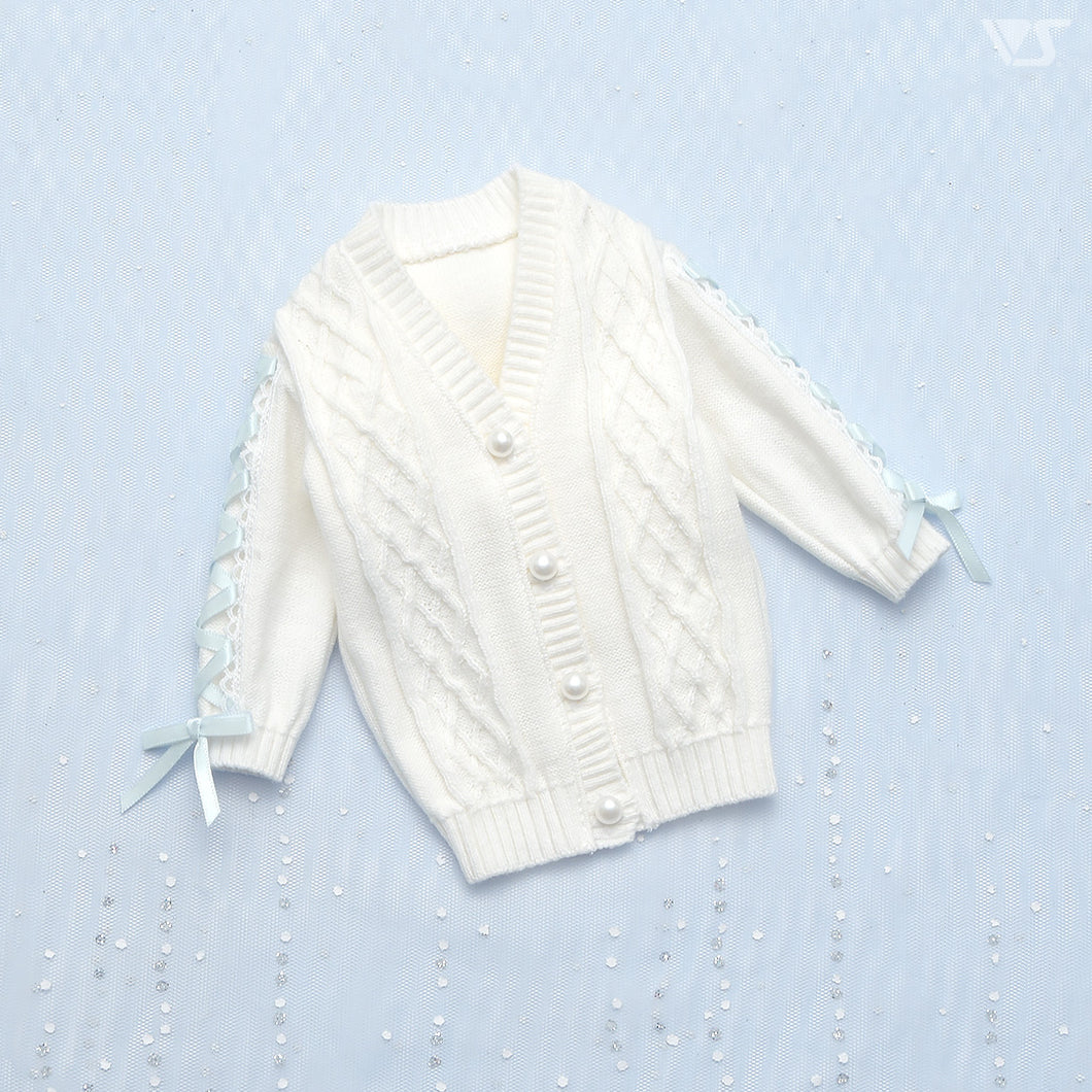 Lace-up Knit Cardigan / Mini (White)[PreOrder]