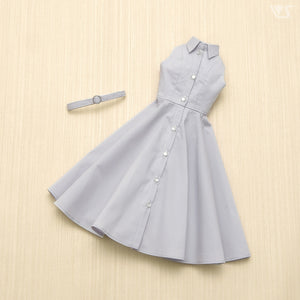 Long Shirt Dress Set (Stripe / Ice Blue)[PreOrder]